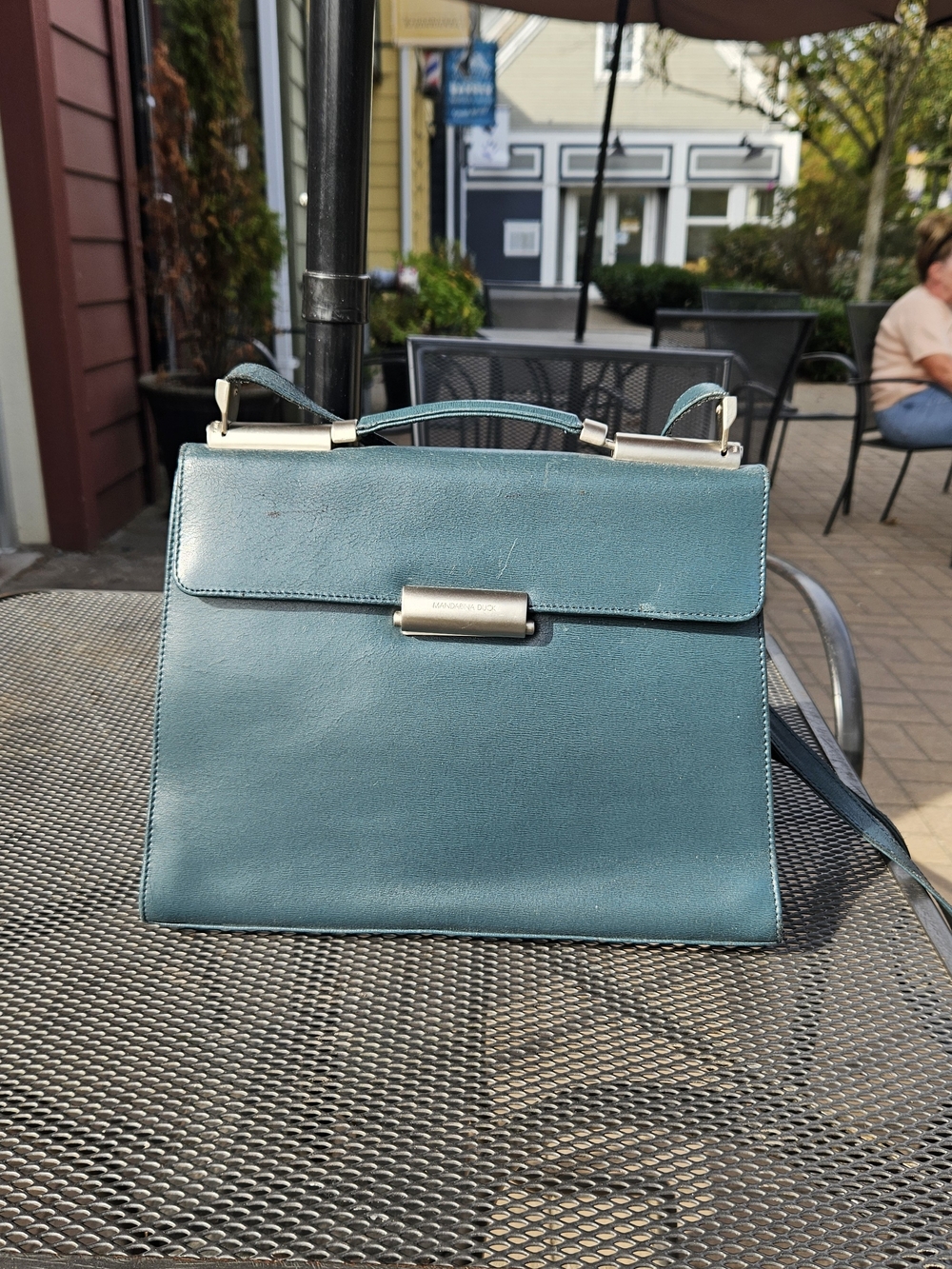 Mandarina Duck Teal Structured Top-Handle Crossbody Women's Bag